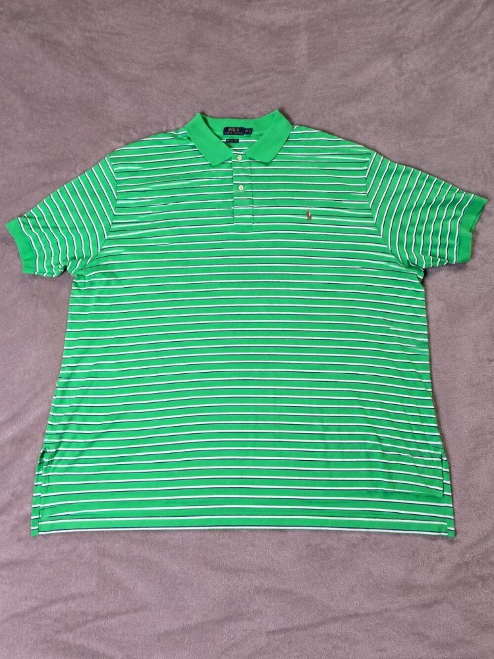 Polo Ralph Lauren Big 4XB Pima Soft Touch Cotton Green Striped Shirt Golf Travel
